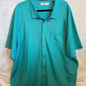 Tommy Bahama Camp Shirt, 3XLB/3TGG, Gorgeous Turquois Weave